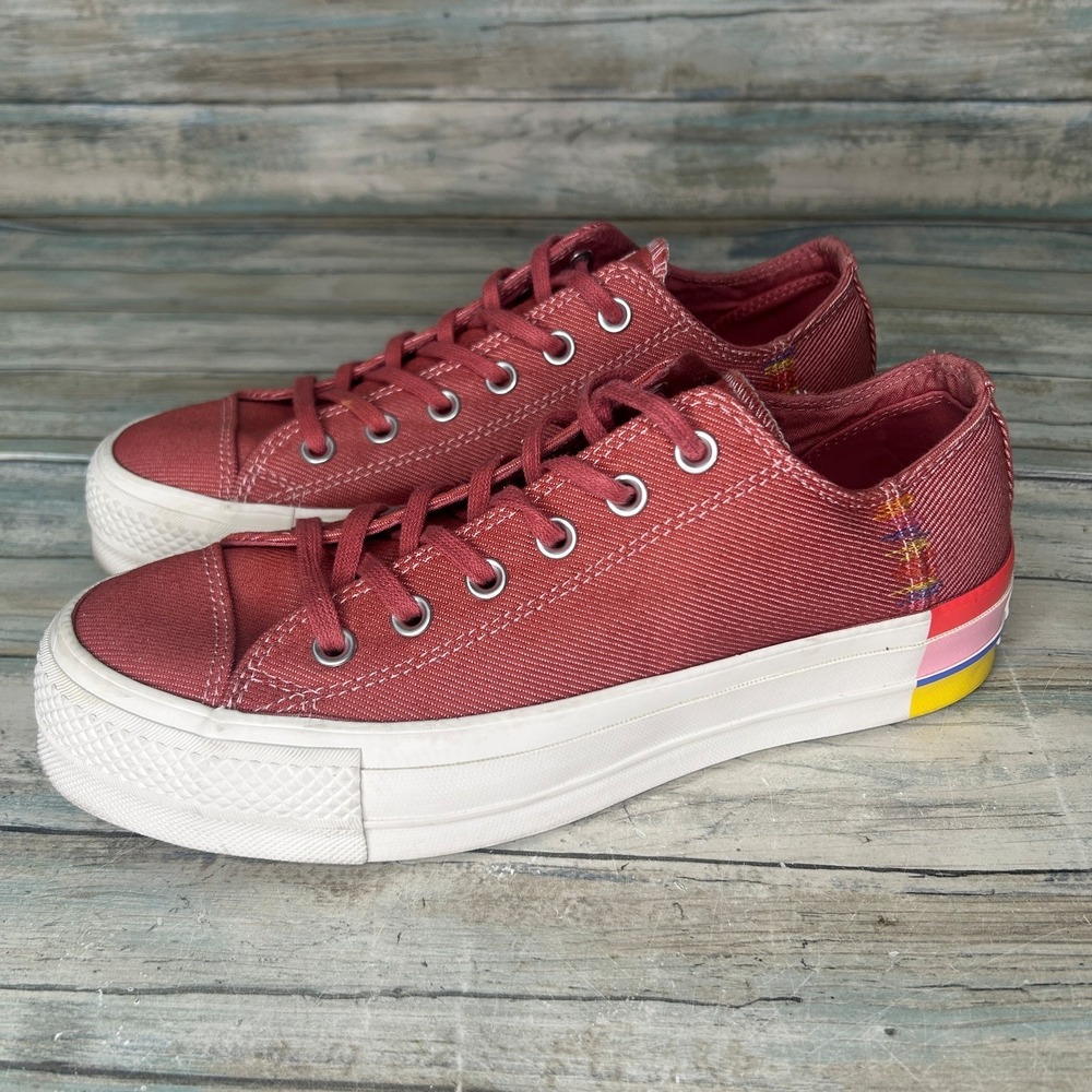 Converse Platform Rainbow 1908 Low Pink Sneaker Womens Size‎ 9